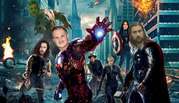 Popular folk artists like Hozier and Noah Kahan are photoshopped as Avengers after recent collaborations