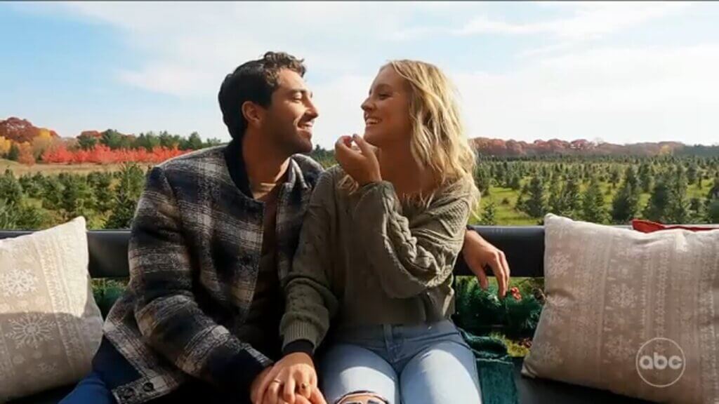 Joey and Daisy on her Hometown Date at the Christmas tree farm