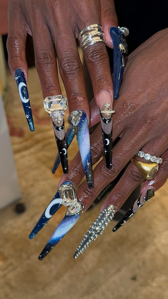 Wicked star Cynthia Ervio showing off her nails for the 2025 Grammys. 