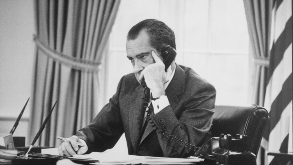Nixon talking on the phone