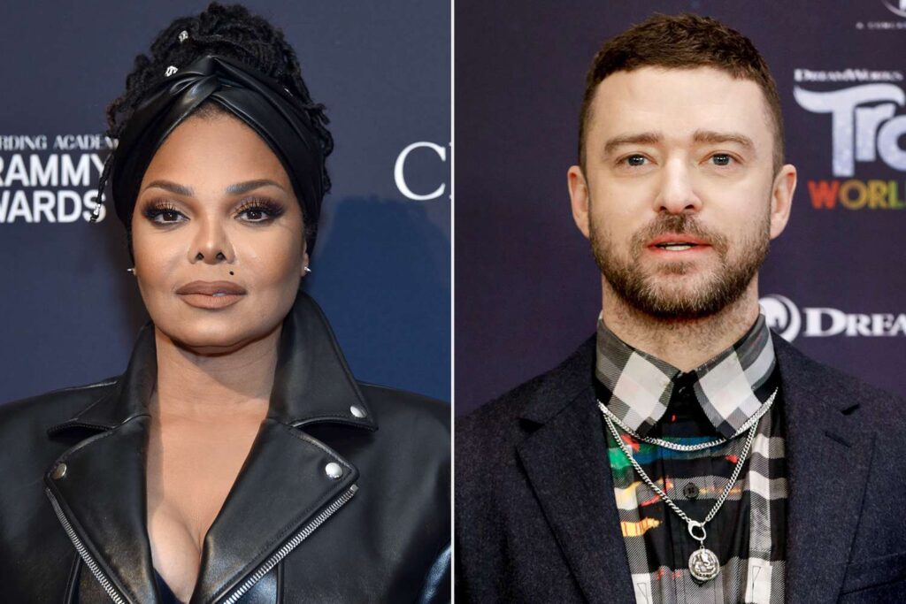 Janet Jackson and Justin Timberlake split screen