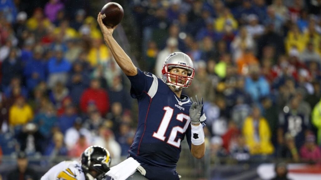 Tom Brady playing the Pittsburg Steelers.